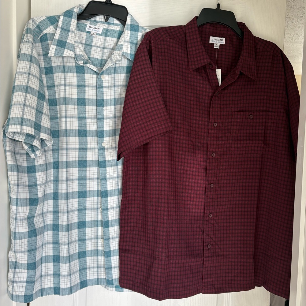 Haggar Casual Button Down Shirts Blue and Red